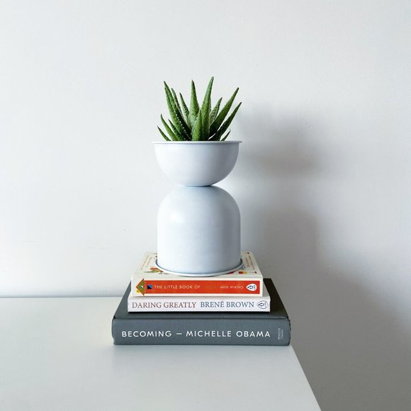 "Venus" Double Decker Metal Planter / Pot in Matte Finish - White - Picture 4 of 13